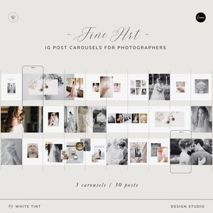 Modelli di post Instagram eleganti con carosello per fotografi di matrimoni, fotografia di matrimoni romantici su Instagram, creatore di contenuti per social media senza tempo