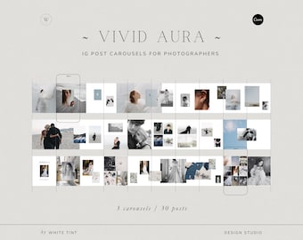 Aesthetic Carousel Instagram Post Templates For Wedding Photographers, Modern Canva Wedding Photography IG Social Media Content Creator