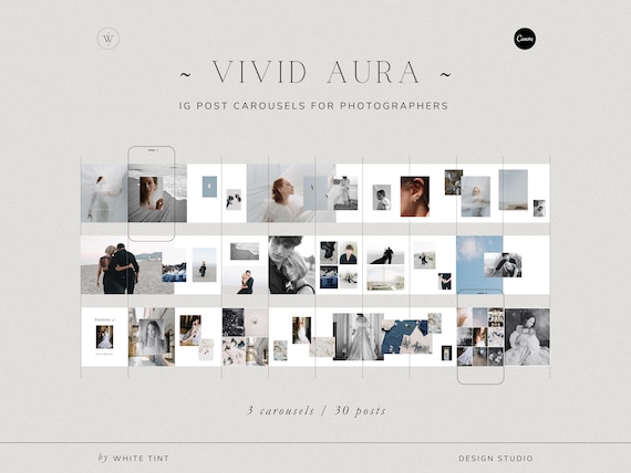 Aesthetic Carousel Instagram Post Templates For Wedding Photographers, Modern Canva Wedding Photography IG Social Media Content Creator
