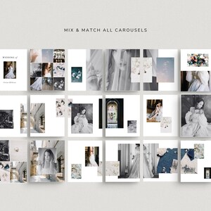 modern timeless minimal social media instagram carousel post templates editable in canva for wedding photographers