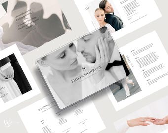 Guía de precios de fotografía moderna con texto preescrito para Canva, lista de precios para fotógrafos de bodas, plantilla de servicio de precios para empresas