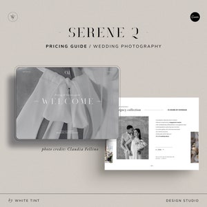 Guía de precios para clientes de fotografía pura mínima, plantilla de servicio de fotógrafo de bodas moderno, lista de precios para fotógrafos, editable en Canva