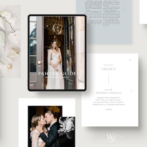 Elegant Pre-Written Pricing Services Guide Template for Wedding Photographers, Luxury Fine Art Photography Magazine, Editable in Canva