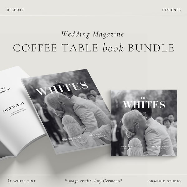 Wedding Coffee Table Photo Book Bundle, Editable Canva Template, Modern Editorial Magazine Album, Couples Story Scrapbook, Anniversary Gift