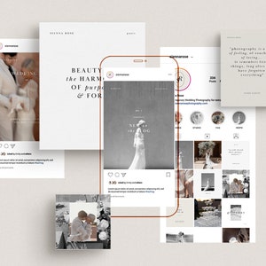 Könnte beinhalten: Ein Schwarzweißfoto eines Brautpaares mit dem Text "BEAUTY the HARMONY OF purpose & FOREVER" über dem Foto. Das Foto befindet sich auf einem Telefonbildschirm mit weißem Hintergrund.