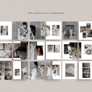 modern elegant minimal social media instagram carousel post templates editable in canva for wedding photographers