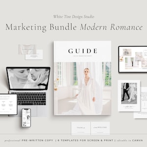 Pacchetto marketing pre-scritto per la fotografia di matrimonio moderna ed elegante, guida per fotografi e clienti di Wedding Welcome, CANVA