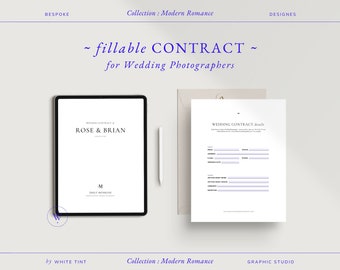 Fillable Photography Business Contract, Photographer Canva Contract Template, Model Print Release Form, Client Contract Bundle, With Invoice