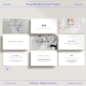 Modern Minimal Business Card Template for Wedding Photographers, Fully editable Wedding Photography Business Card Set for CANVA