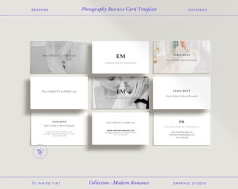 Modern Minimal Business Card Template for Wedding Photographers, Fully editable Wedding Photography Business Card Set for CANVA
