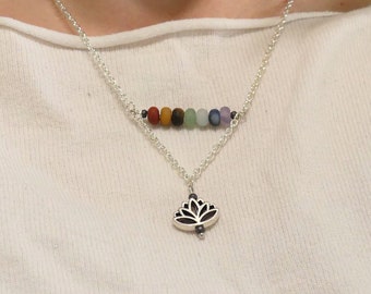 Chakra Necklace with Lotus Charm