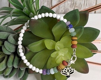 Chakra Bracelet with Lotus Charm