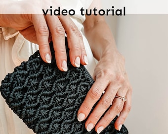 Macrame bag pattern 2-in-1, macrame PDF tutorial for a belt bag or a clutch, 2-in-1 macrame tutorial videos