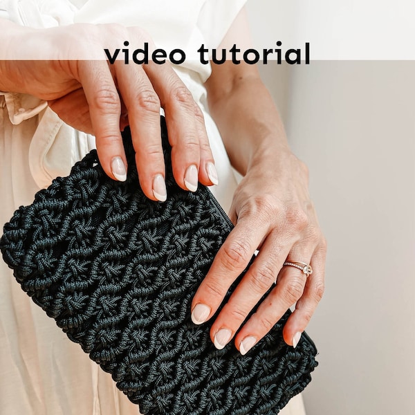 Macrame bag pattern 2-in-1, macrame PDF tutorial for a belt bag or a clutch, 2-in-1 macrame tutorial videos