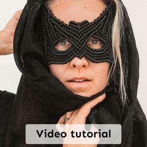 Macrame pattern for a Halloween bat mask, macrame PDF tutorial bat mask, macrame tutorial video