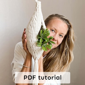 Macrame PATTERN Cocoon plant hanger, macrame plant holder tutorial for air plants or mini plants, macrame pot holder pattern