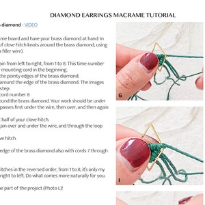 Macrame PATTERN earrings, macrame tutorial, macrame jewelry image 7