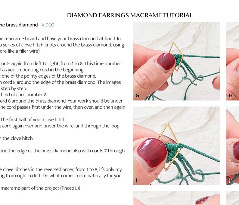 Macrame PATTERN earrings, macrame tutorial, macrame jewelry image 7