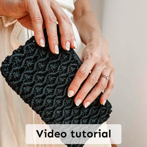 Macrame bag pattern 2-in-1, macrame PDF tutorial for a belt bag or a clutch, 2-in-1 macrame tutorial videos