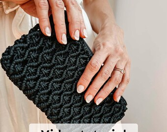 Macrame bag pattern 2-in-1, macrame PDF tutorial for a belt bag or a clutch, 2-in-1 macrame tutorial videos