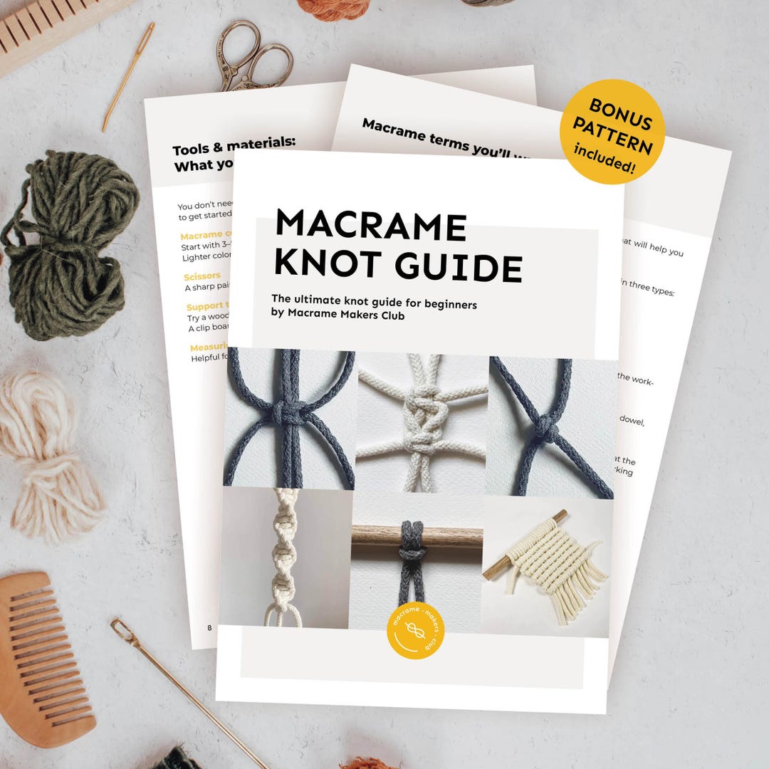 Macrame Knot Guide for Beginners: Video Tutorial (PDF With Text & Video ...