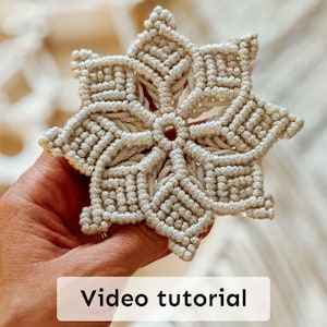 Macrame Star Coaster Pattern, Snowflake Ornament, Video Tutorial
