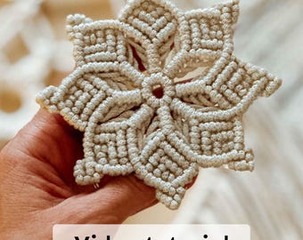 Macrame Star Coaster Pattern, Snowflake Ornament, Video Tutorial