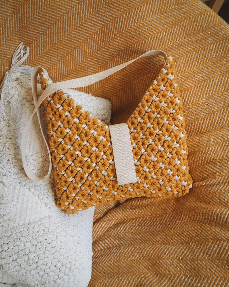 Macrame Flower Shoulder Bag Pattern | Video Tutorial PDF | Boho DIY ...