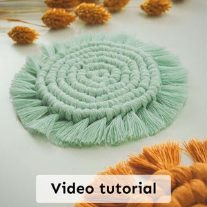Macrame Coaster Video Tutorial, Round Boho Pattern (PDF Pattern with video and text)