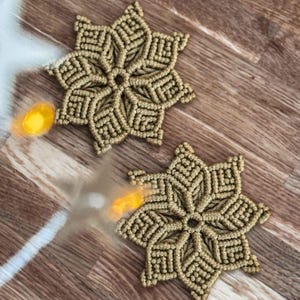 Macrame Snowflake Pattern Coaster Macrame Star Coaster Pattern, Snowflake Ornament, Video Tutorial - Etsy
