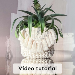 Macrame Basket Pattern, Fringe DIY Video Tutorial (PDF Pattern)
