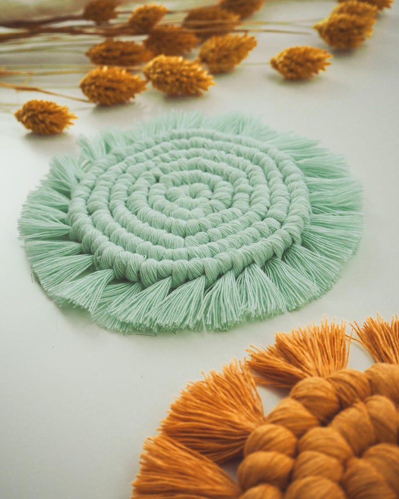 Round Macrame Coaster Patterns Macrame Coaster Video Tutorial, Round Boho Pattern (PDF Pattern With ...