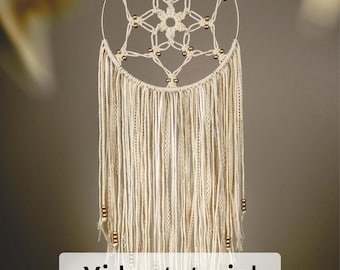 Macrame Dreamcatcher Pattern: Beginner DIY Boho Wall Hanging tutorial (PDF with text & video)