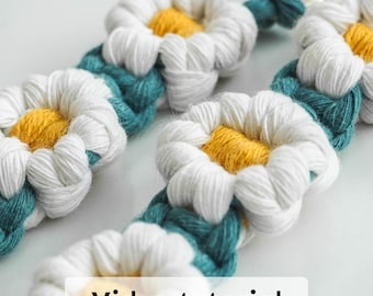 Macrame Daisy Keychain Pattern: Flower Keyring Tutorial (PDF with text & video)