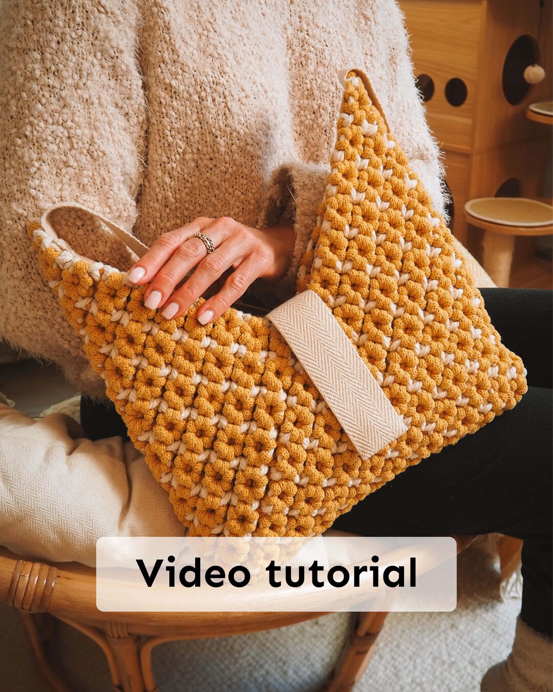 Macrame Flower Shoulder Bag Pattern | Video Tutorial PDF | Boho DIY ...
