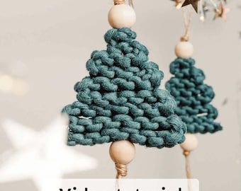 Macrame Christmas tree tutorial: mini Xmas ornament DIY project for beginners