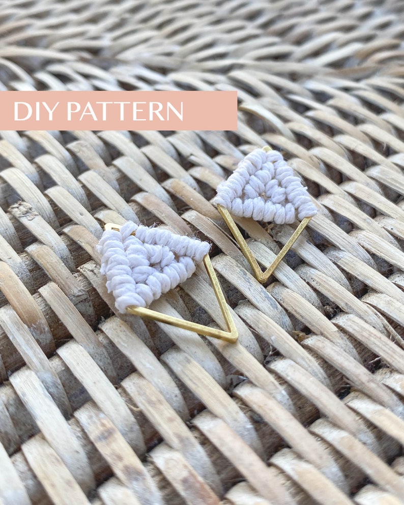 Macrame PATTERN earrings, macrame tutorial, macrame jewelry image 1