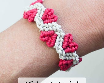 Macrame Heart Bracelet Tutorial: Friendship Bracelet Pattern (PDF with text & video)