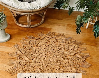 Macrame tutorial for a mandala rug, macrame PDF pattern circular rug, macrame video tutorial round circular carpet