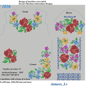 W1036, Slavic embroidery design, Folk embroidery, Vyshyvanka design, Ukrainian cross stitch embroidery design to create Vyshyvanka