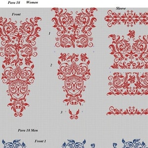 Embroidery design for blouse, for couple, vyshyvanka pattern, ukrainian blouse, Slavic, folk embroidery