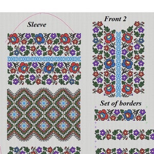 Folk embroidery design for Slavic or Ukrainian shirt, vyshyvanka embroidery design, cross stitch machine embroidery