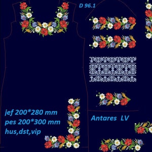8 cross stitch embroidery designs set to create folk shirt, vyshyvanka or slavic blouse