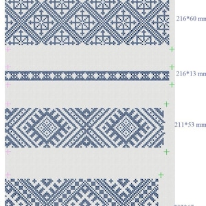 Slovak cross stitch embroidery design, set of 7 designs, folk embroidery to create Slavic folk clothes