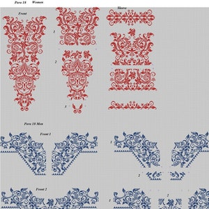 Couple embroidery set for shirt, Ukrainian embroidery design, Slavic embroidery, Folk embroidery