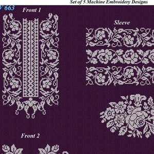 Elegant embroidery design, Set of 5 designs, ukrainian embroidery, vyshyvanka pattern, Slavic
