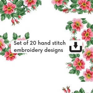 Set of 20 hand stitch embroidery designs bundle to create Folk,Slavic shirt or dress, Ukrainian embroidery design