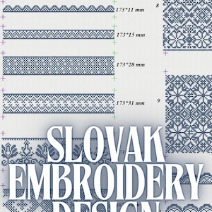 Slovak embroidery set of 7 desins for machine embroidery, Slavic embroidery, Folk design
