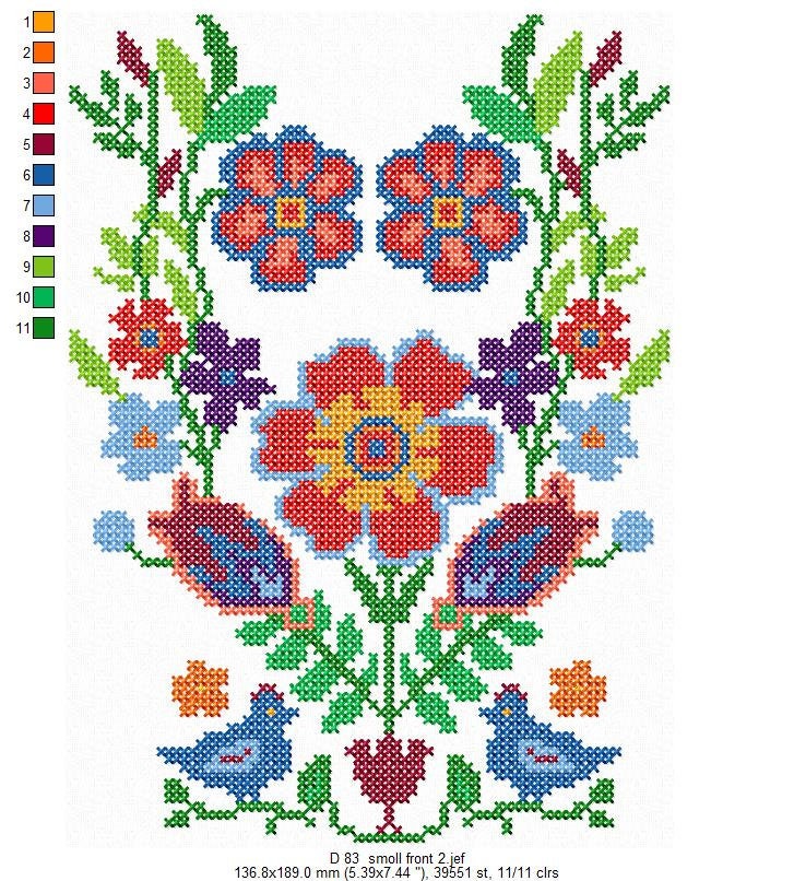 Ukrainian Machine Embroidery Design. Folk Cross Stitch Etsy UK