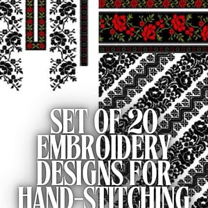 Ukrainian embroidery designs for hand stitching - set of 20 embroidery designs to create Folk/Slavic Shirt or Vyshyvanka blouse